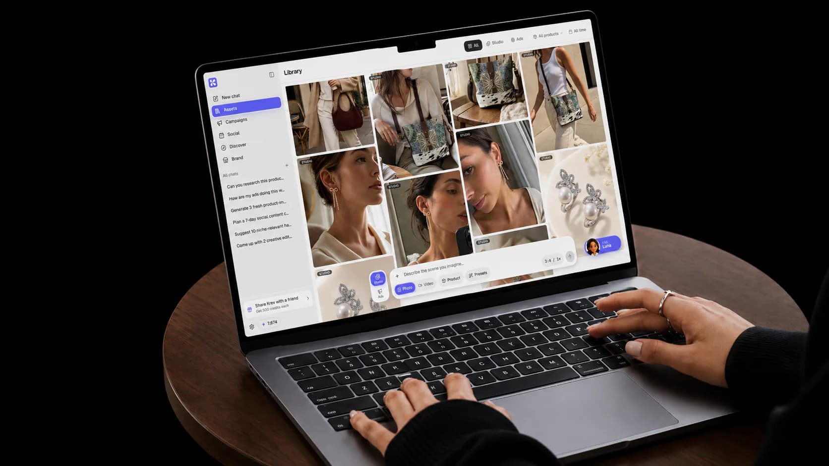 Krev AI team interface on a laptop